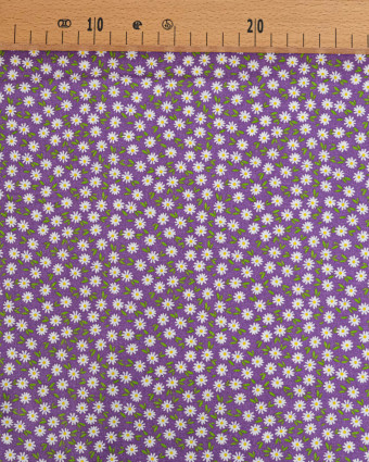 Popeline de Coton Marguerites Violet - 110 cm - Mercerine