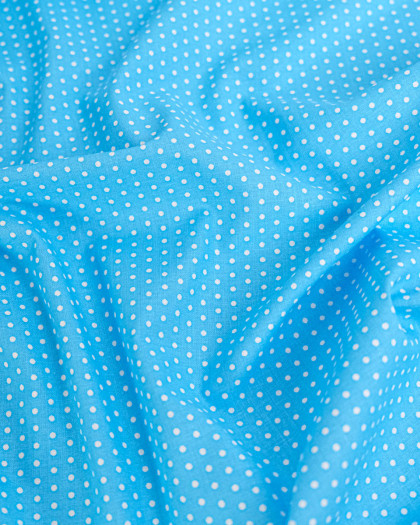Popeline de Coton Petits Pois Bleu - 110 cm - Mercerine