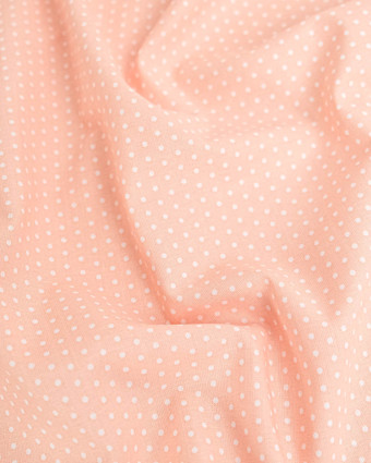 Popeline de Coton Petits Pois Pêche - 110 cm - Mercerine