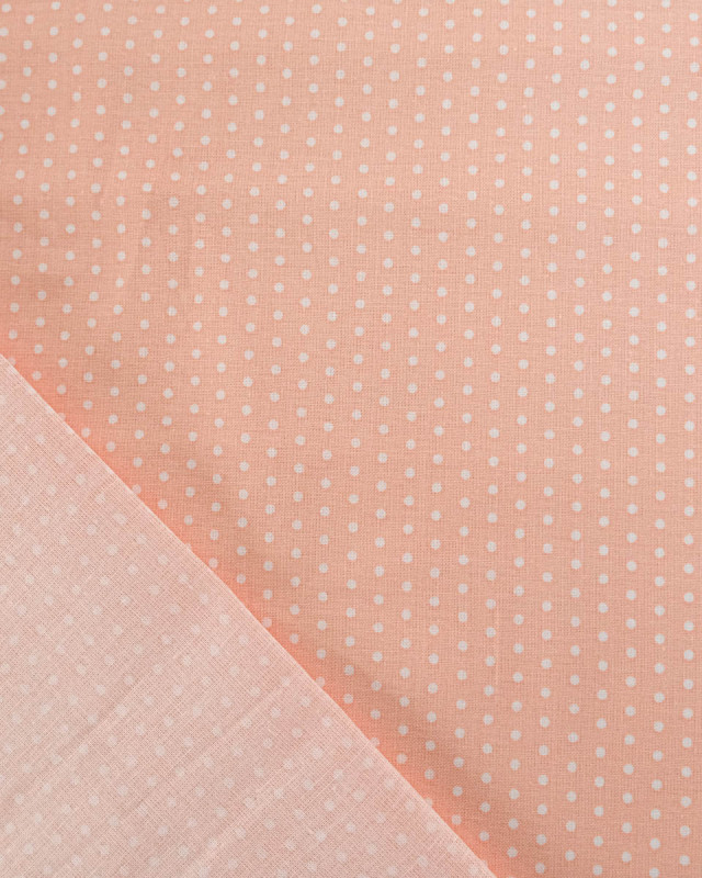 Popeline de Coton Petits Pois Pêche - 110 cm - Mercerine