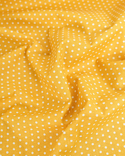 Popeline de Coton Petits Pois Moutarde - 110 cm - Mercerine