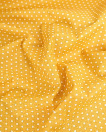 Popeline de Coton Petits Pois Moutarde - 110 cm - Mercerine