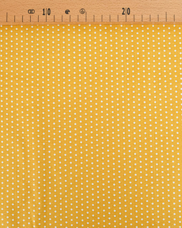 Popeline de Coton Petits Pois Moutarde - 110 cm - Mercerine