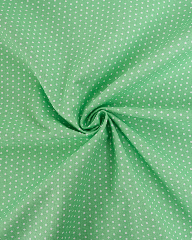 Popeline de Coton Petits Pois Vert Tendre - 110 cm - Mercerine