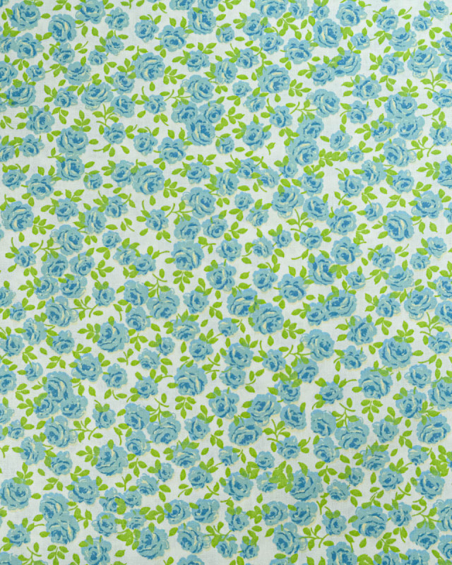 Popeline de Coton Petites Roses Bleu - 110 cm - Mercerine