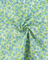 Popeline de Coton Petites Roses Bleu - 110 cm