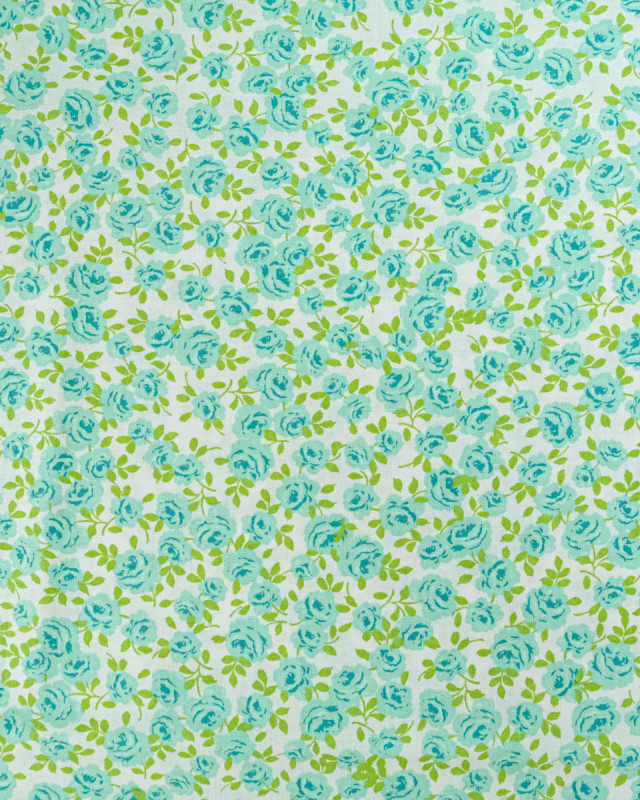 Popeline de Coton Petites Roses Bleu Ciel - 110 cm - Mercerine
