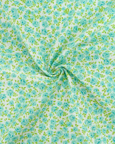 Popeline de Coton Petites Roses Bleu Ciel - 110 cm
