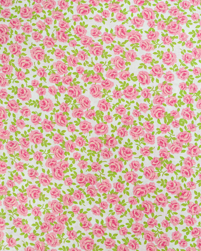 Popeline de Coton Petites Roses Rose - 110 cm - Mercerine