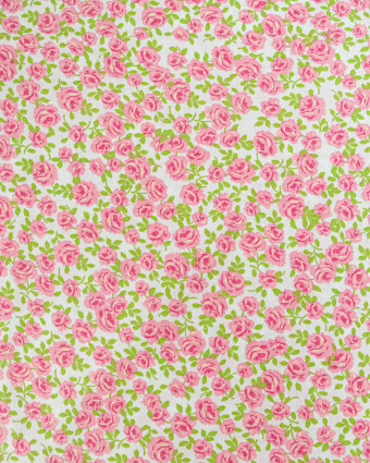 Popeline de Coton Petites Roses Rose - 110 cm - Mercerine
