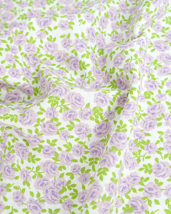 Popeline de Coton Petites Roses Lilas - 110 cm - Mercerine