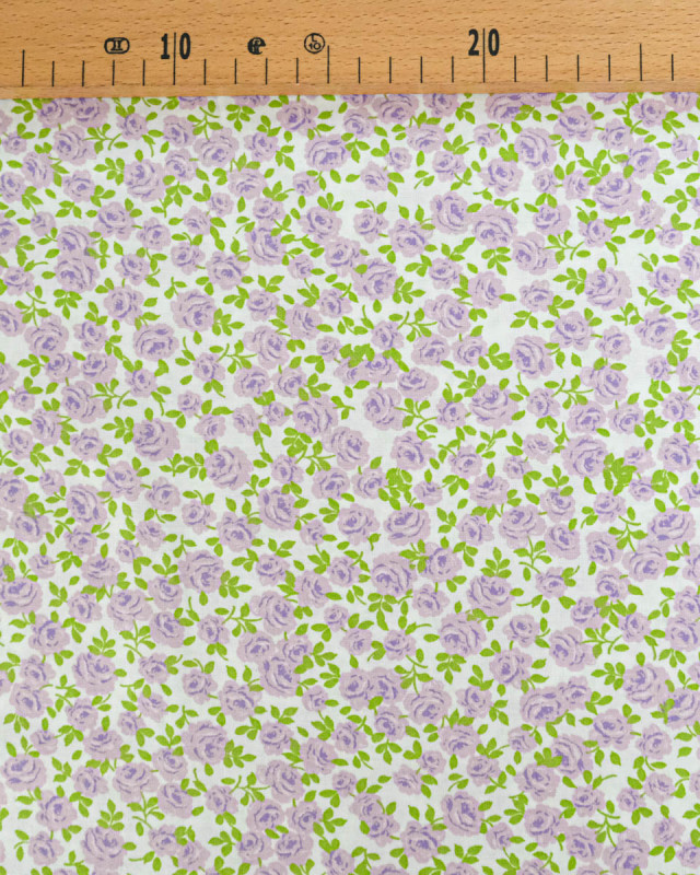 Popeline de Coton Petites Roses Lilas - 110 cm - Mercerine