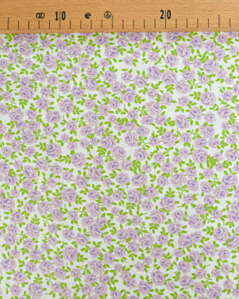 Popeline de Coton Petites Roses Lilas - 110 cm - Mercerine