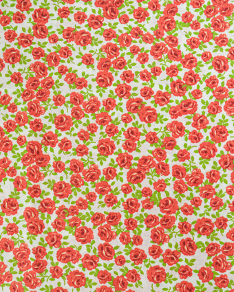 Popeline de Coton Petites Roses Rouge - 110 cm - Mercerine
