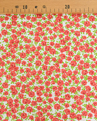 Popeline de Coton Petites Roses Rouge - 110 cm - Mercerine