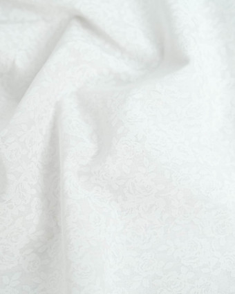 Popeline de Coton Petites Roses Blanc - 110 cm - Mercerine