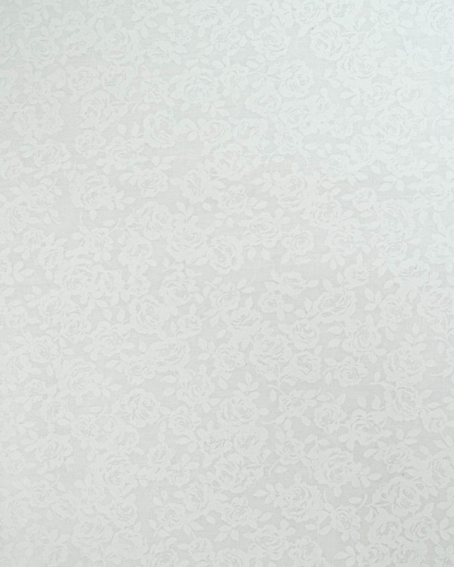 Popeline de Coton Petites Roses Blanc - 110 cm - Mercerine