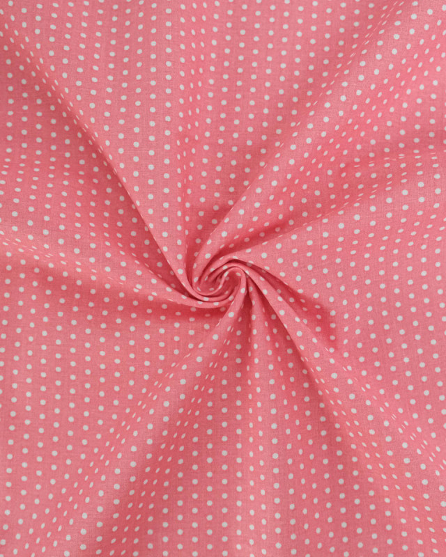 Popeline de Coton Petits Pois Pop Rose Bonbon - 110 cm - Mercerine