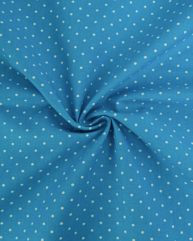 Popeline de Coton Petits Pois Pop Bleu Hawaïen - 110 cm - Mercerine