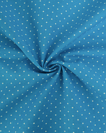 Popeline de Coton Petits Pois Pop Bleu Hawaïen - 110 cm - Mercerine