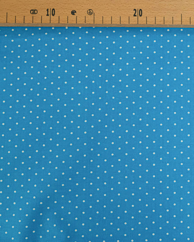 Popeline de Coton Petits Pois Pop Bleu Hawaïen - 110 cm - Mercerine