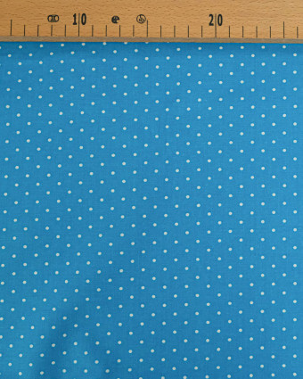Popeline de Coton Petits Pois Pop Bleu Hawaïen - 110 cm - Mercerine