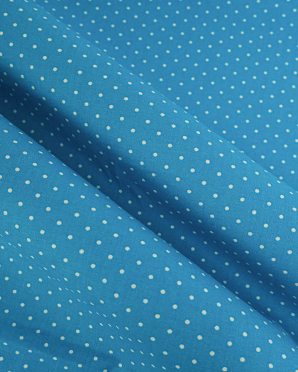 Popeline de Coton Petits Pois Pop Bleu Hawaïen - 110 cm - Mercerine