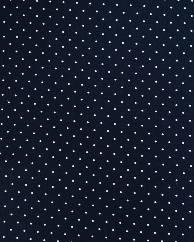 Popeline de Coton Pois Bleu Marine - 110 cm - Mercerine