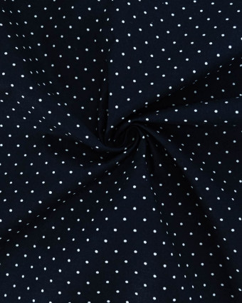 Popeline de Coton Pois Bleu Marine - 110 cm - Mercerine