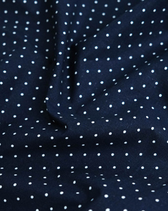 Popeline de Coton Pois Bleu Marine - 110 cm - Mercerine