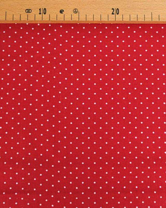 Popeline de Coton Pois Rouge - 110 cm - Mercerine