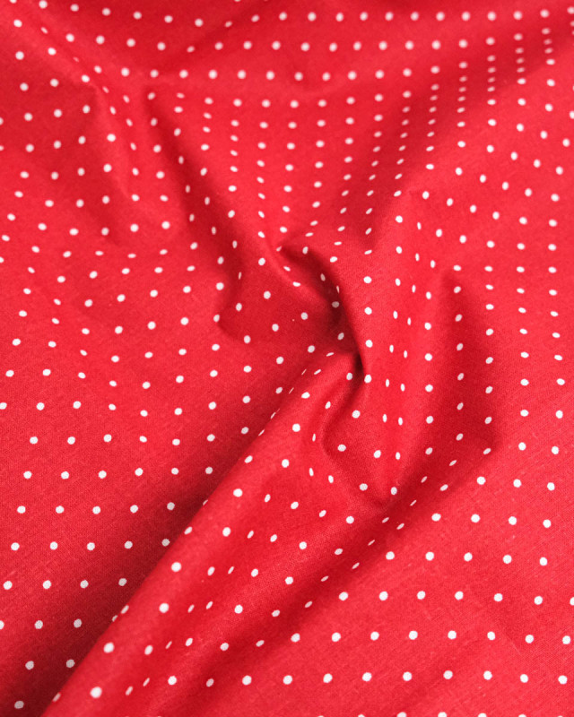 Popeline de Coton Pois Rouge - 110 cm - Mercerine
