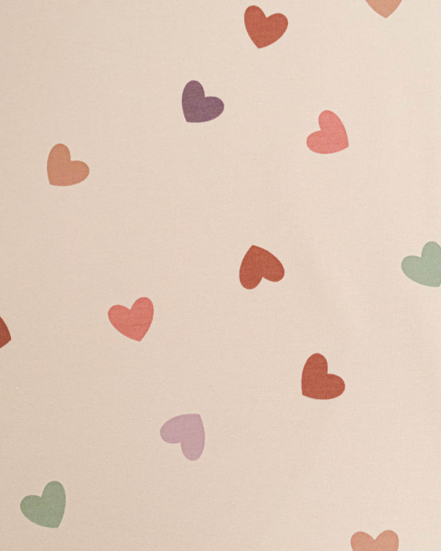 Jersey French Terry Rose Nude Cœur Multicolore - Mercerine