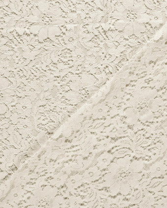 Tissu Dentelle Coton Mélangé Motif Fleuri Ivoire - Mercerine