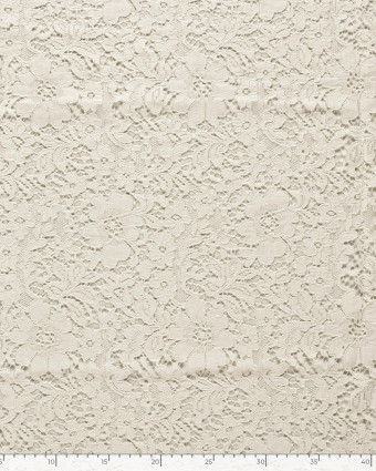 Tissu Dentelle Coton Mélangé Motif Fleuri Ivoire - Mercerine