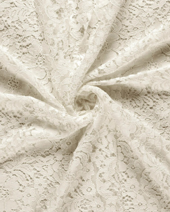 Tissu Dentelle Coton Mélangé Motif Fleuri Ivoire - Mercerine