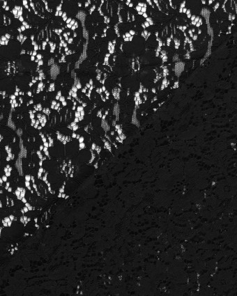 Tissu Dentelle Coton Mélangé Motif Fleuri Noir - Mercerine