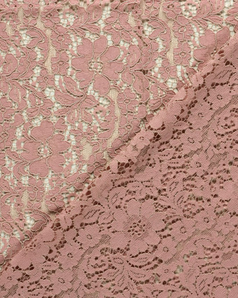 Tissu Dentelle Coton Mélangé Motif Fleuri Rose Tendre - Mercerine