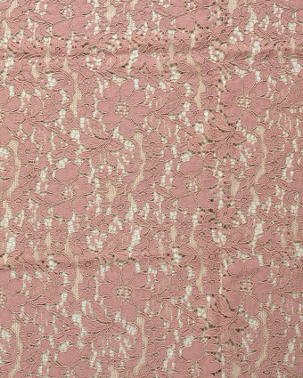 Tissu Dentelle Coton Mélangé Motif Fleuri Rose Tendre - Mercerine