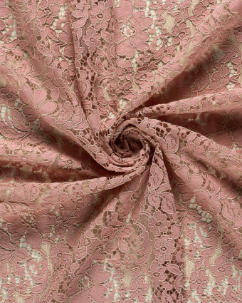 Tissu Dentelle Coton Mélangé Motif Fleuri Rose Tendre - Mercerine