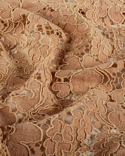 Tissu Dentelle Coton Mélangé Motif Fleuri Nude - Mercerine