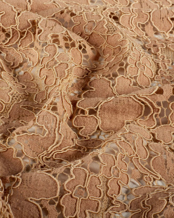 Tissu Dentelle Coton Mélangé Motif Fleuri Nude - Mercerine