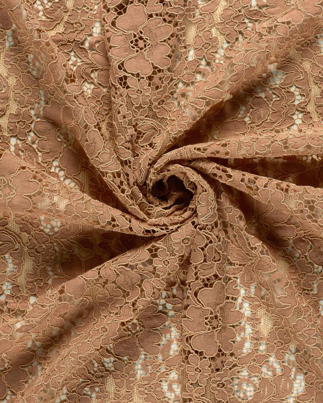 Tissu Dentelle Coton Mélangé Motif Fleuri Nude - Mercerine