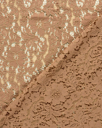 Tissu Dentelle Coton Mélangé Motif Fleuri Nude - Mercerine