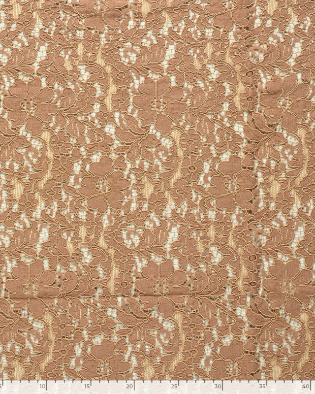 Tissu Dentelle Coton Mélangé Motif Fleuri Nude - Mercerine