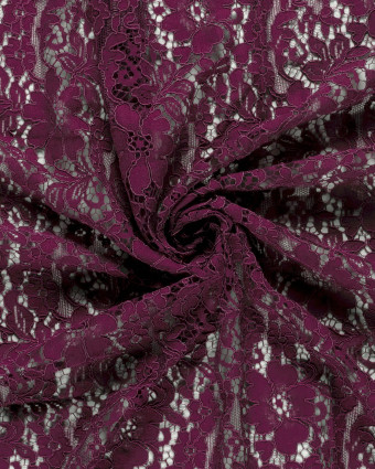 Tissu Dentelle Coton Mélangé Motif Fleuri Violine - Mercerine