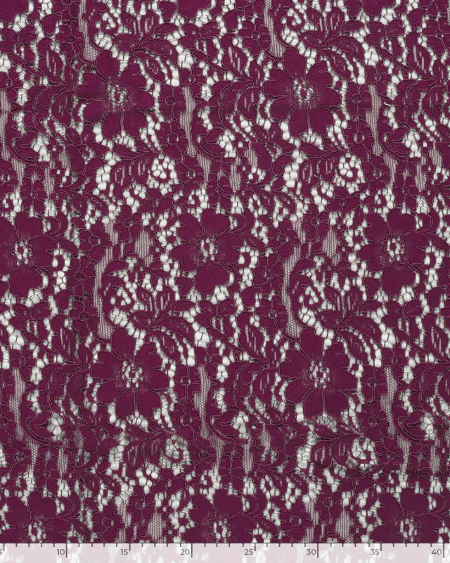 Tissu Dentelle Coton Mélangé Motif Fleuri Violine - Mercerine