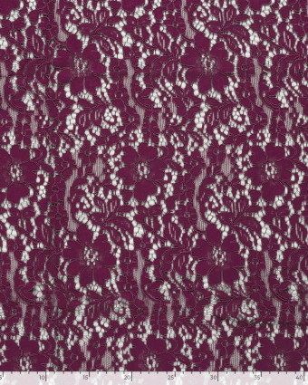 Tissu Dentelle Coton Mélangé Motif Fleuri Violine - Mercerine