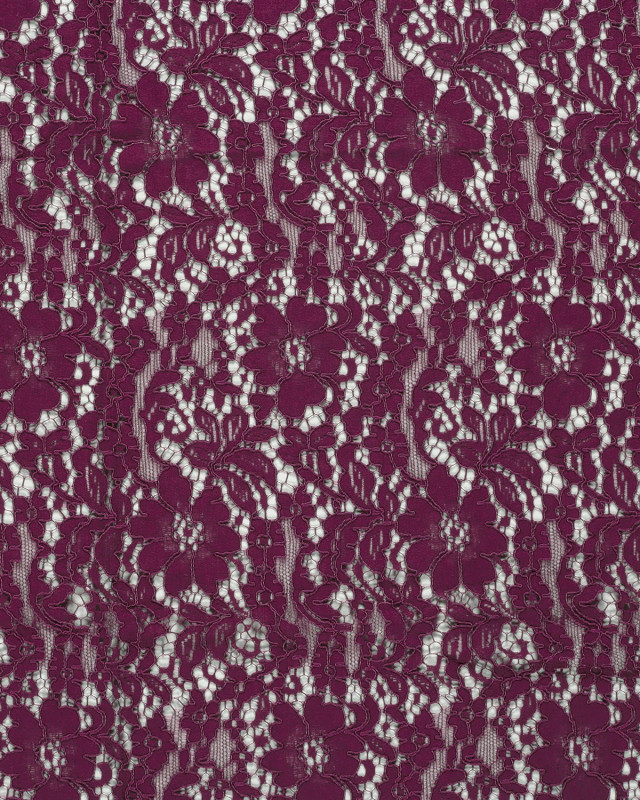 Tissu Dentelle Coton Mélangé Motif Fleuri Violine - Mercerine