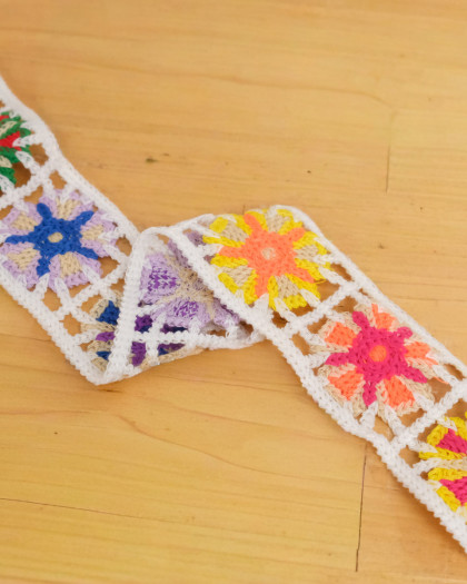 Ruban Galon Crochet Fleurs 50mm - Mercerine